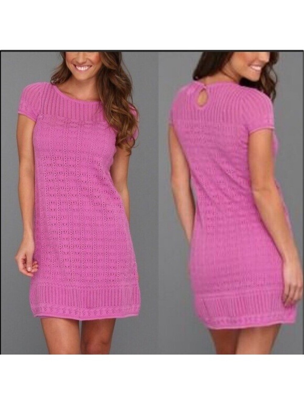 Lilly Pulitzer Paula Crochet Dress Purple with Slip